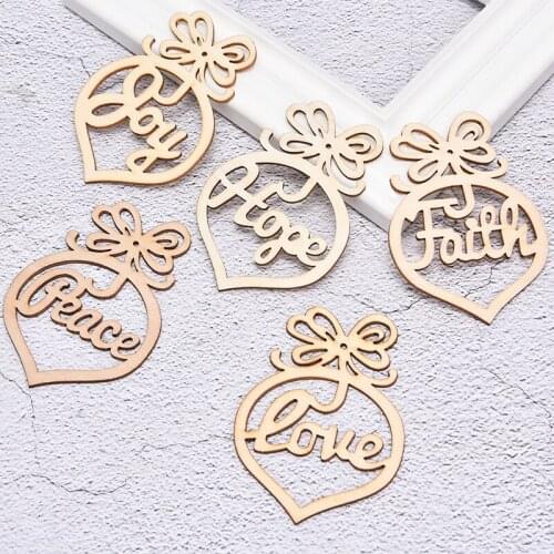 6PCs Merry Christmas Decorations For Home Wooden Hollow Ornament Christmas Tree Pendants Ornaments New Year Decorations