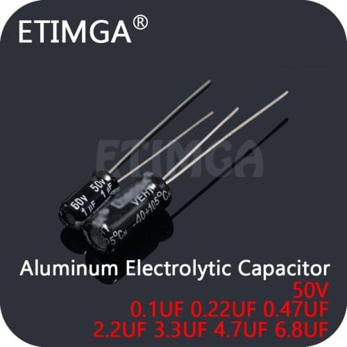 Aluminum electrolytic capacitor 50V 0.1UF 0.22UF 0.47UF 2.2UF 3.3UF 4.7UF 6.8UF 20% DIP Good Quanlity in Stock