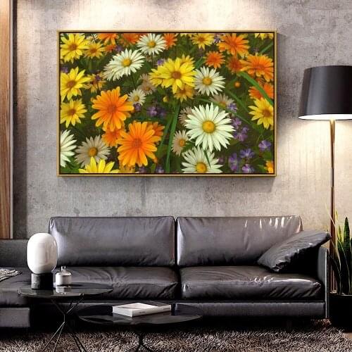 Artcozy Oil Canvas Painting Chrysanthemum For Home Decoration Wall Art
