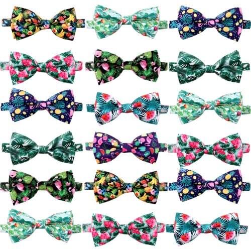 Free Shipping Wholease 100pcs Dog Bow Tie Summer Dog Supplies Fruit Style Pet Bowties Collar Dog Accessories For Small Dogs