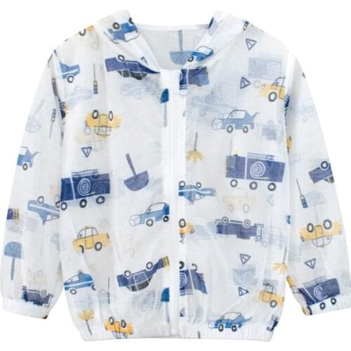 Childrens Clothing 2021 Summer New Baby Boys Coat Cartoon Hooded Coat Toddler Long Sleeve Shirts Sun Protection Outerwear 2-8Y