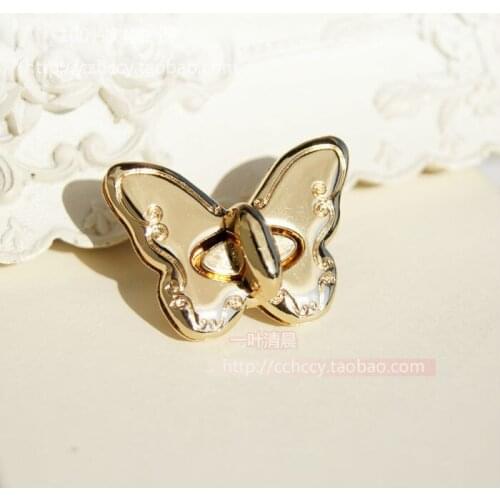 DIY bag hardware accessories, 3.5CM * 2.5CM Embossing Butterfly Small lock Hasp Buckle Clasp locking lock catch