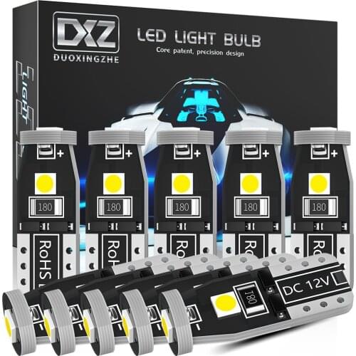 DXZ 10PCS W5W T10 LED Bulbs Canbus 12V 6000K White Blue 3SMD 194 168 Car Interior Map Dome Lights Parking Light Auto Signal Lamp