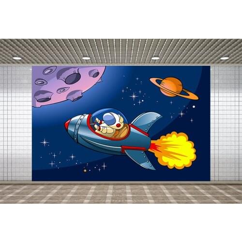 LyavshiCartoon Space Rocket Photography Background Backdrop Kids Photocall Printed Shoot Children Photo Studio Props Customize