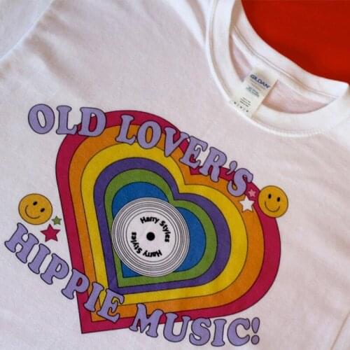 Old Lovers Hippie Music Aesthetic Tees For Female Pure Cotton Tumblr Fashion Tops Short Sleeve Crewneck Summer Rainbow T shirt