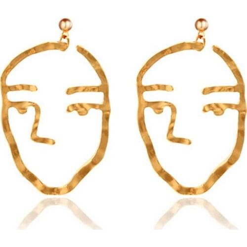 Hot Sale Abstract Human Face Statement Stud Earrings Girls Fashion Alloy Trend Bar Long Earrings for Women 23Styles