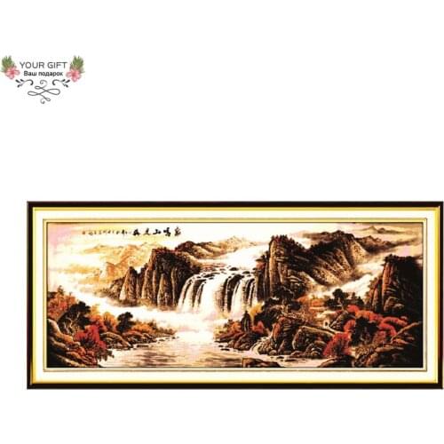 Joy Sunday F034 Free Shipping 14CT 11CT Counted and Stamped Home Decor Maple Leaves All Over The Fengming Mountain Cross Stitch