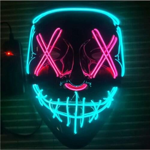 Halloween Mask Mixed Color Led Mask Party Masque Masquerade Masks Neon Maske Light Glow In The Dark Horror Mask Glowing Mask