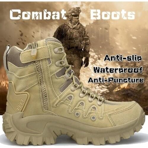 Mens Military Boot Combat Mens Ankle Boot Tactical Big Size 39-46 Army Boot Male Shoes Work Safety Shoes Motocycle Boots