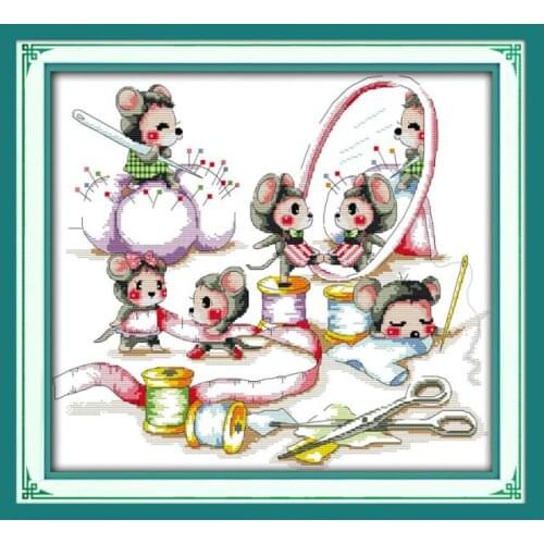 Little Tailor Patterns Cartoon Cross Stitch Embroidery Thread Kits 11ct 14ct Count Print Canvas DMC DIY Handmade Needlework Kit