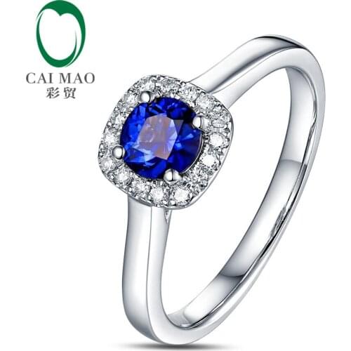 Natural Pave Set Diamond 4mm Round Cut 0.43ct Sapphire Engagement 14K White Gold Hot Sale Ring Free shipping