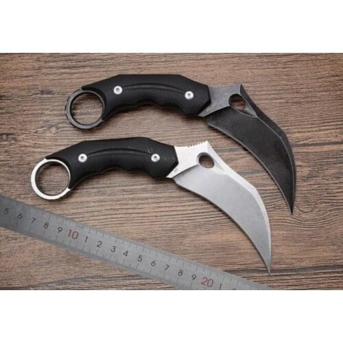 Claw knife fixed D2 steel blade black G10 handle stone wash Vicissitudes K sheath portable survival tactical EDC knife a1885