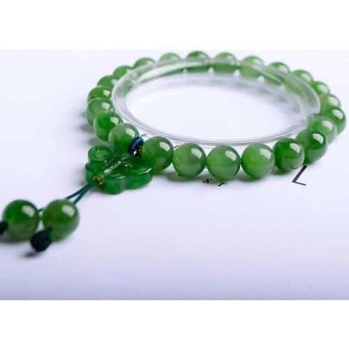 Wholesale Green Natural Stone Bracelets DIY 8mm Round Beads With Butterfly Pendant Bracelets for Women Simple Fashion Jewelry