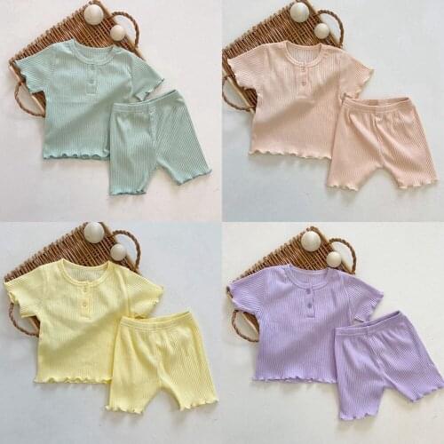 Kids Newborn Baby Ribbed Fitted Pajamas Set Boys Girls Pjs Top and Pant Unisex Clothes Toddler Sleepwear Nightwear