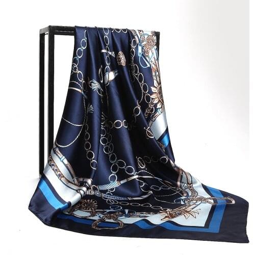 Square Scarves and Shawls Silk Satin Hijab Scarf For Women Fashion Print Kerchief 90cm*90cm Bandana Head Neck Scarfs For Ladies