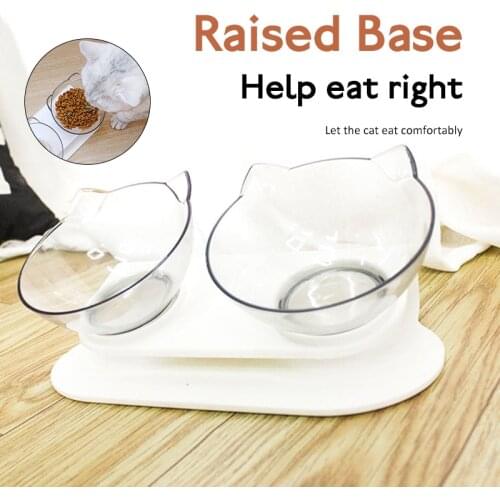 Pet Cat Elevated Bowls Durable Double Bowls Raised Stand Cat Feeding & Watering Supplies Dog Feeder Gamelle Chat Kitchen Home