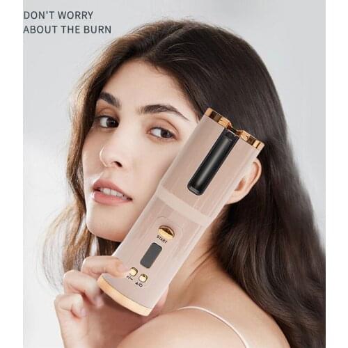 Portable Cordless Automatic Curling Iron USB Rechargeable Hair Curler Hair Waver Tongs Beach Waves Iron Curling Wand Air Curler