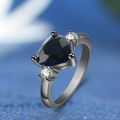 Simple Heart Ring for Women Female Cute Finger Rings Romantic Birthday Gift for Girlfriend Fashion Black Heart CZ Stone Jewelry