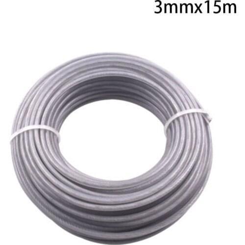 1x15m Long Trimmer Wire Cord Line 3mm Steel Wire For Strimmer Brushcutter Tool Gardening Trimmer Wire Tool Part