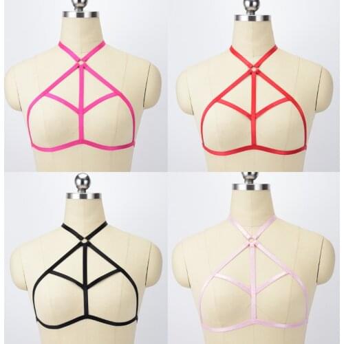 Multicolor Body Harness Bra Adjustable Sexy Lingerie Cage Bra Elastic Body Bondage Harness Straps Burlesque Gothic Rave Top