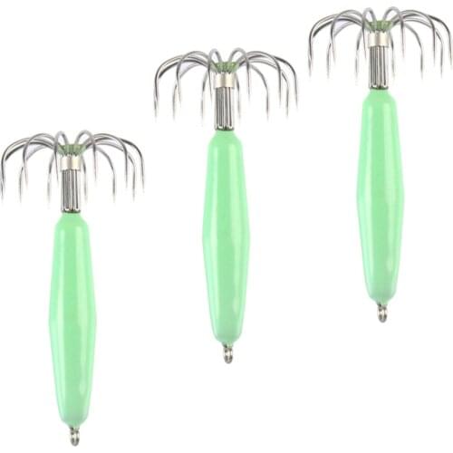 1PCS Stainless Steel Luminous Squid Hooks Fishing Tackle Lures Squid Jigs Hook 12 Pin Umbrella Type Octopus Fish Hook Pesca
