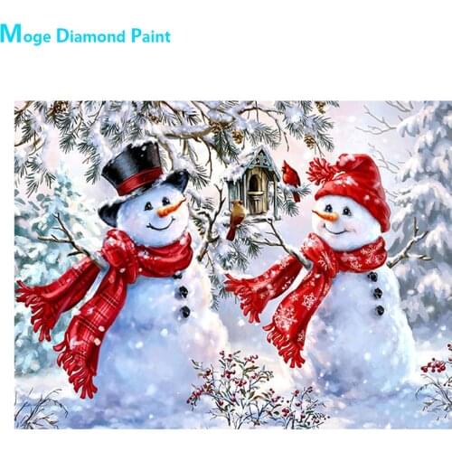 Pine Forest Snowman Cartoon Christmas Diamond Painting Round Full Drill Nouveaute DIY Mosaic Embroidery 5D Cross Stitch Gifts