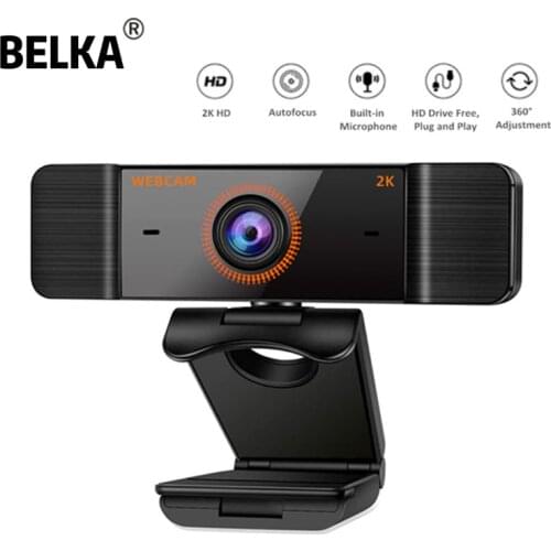 2K HD Webcam with Microphone Drive Free Computer PC Web Camera for Live Broadcast Video Calling Conference Work Camera PC