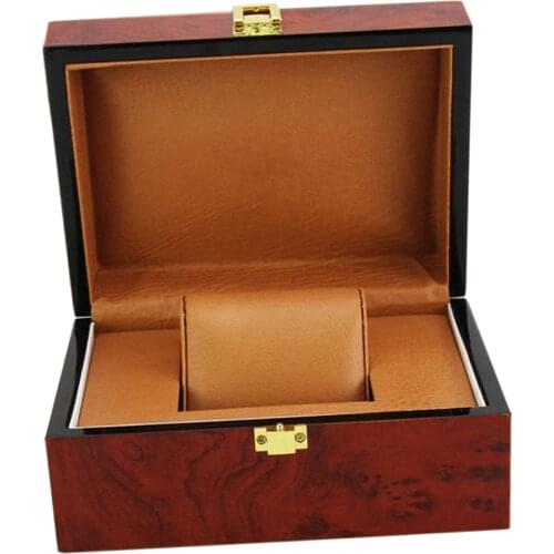 Vintage Luxury Watch Box Wine Red Natural Wooden Jewelry Wristwatch Display Box Travel Jewelry Organizer Showcase Birthday Gift