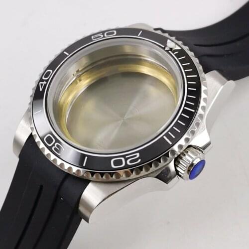 40mm for JAPAN NH35 NH35 NH36 NH36A Full Stainless Steel Watch Parts Replacement Watch Case Rubber Band Ceramic Bezel Insert