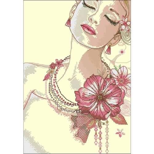 Daydreaming woman patterns counted 11CT 14CT Cross Stitch Sets DIY Chinese Cross-stitch Kits Embroidery Needlework