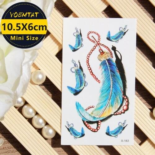 1 piece Waterproof Temporary Tattoo Sticker Blue goose feathers Water Transfer fake tattoo flash tattoo for girl women men