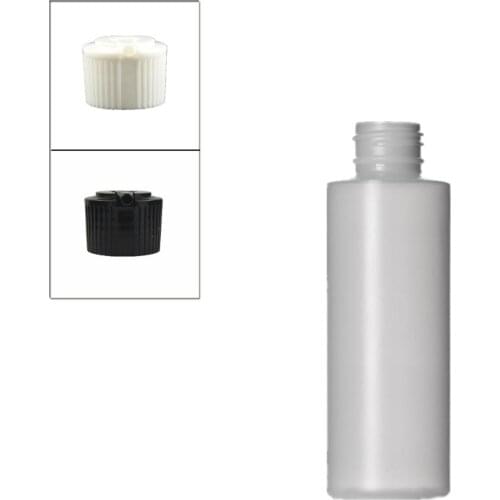 120ml empty plastic soft bottle , natural-colored HDPE cylinder round with black/white spouted cap X5