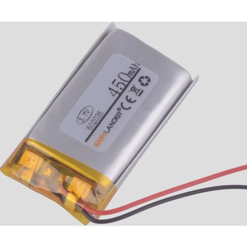3pcs /Lot 602035 450 mah 3.7v lithium Li ion polymer rechargeable battery MP3 MP4 DVR