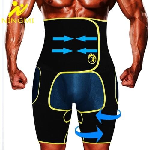NINGMI 3 in 1 Body Shaper Slimming Waist Trainer Leg Shaper Men Lift Up Butt Lifter Weight Loss Neoprene Shapewear Thigh Trimmer
