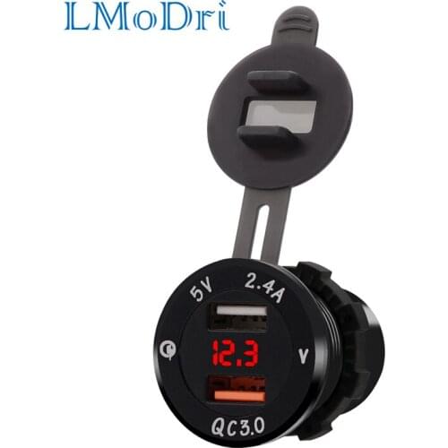LMoDri Car Quick Charger QC 3.0 Power Adapter Dual USB Vehicle DC 12 V-24V Cigarette Socket Lighter 2 porf For iPhone Android