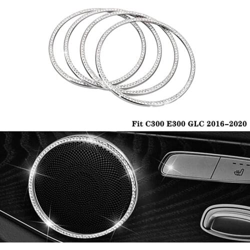 Car Bling for Mercedes-Benz W205 C300 E300 W212 GLC 2015-2020 Interior Trim Door Speaker Horn Rhinestone Decals Rings