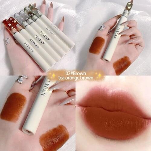 XIYUAN Velvet Lipstick Matte Texture Lip Gloss Waterproof Non-stick Cup Rich Color Lip Glaze Longlasti Sexy Red Lip Makeup TSLM2