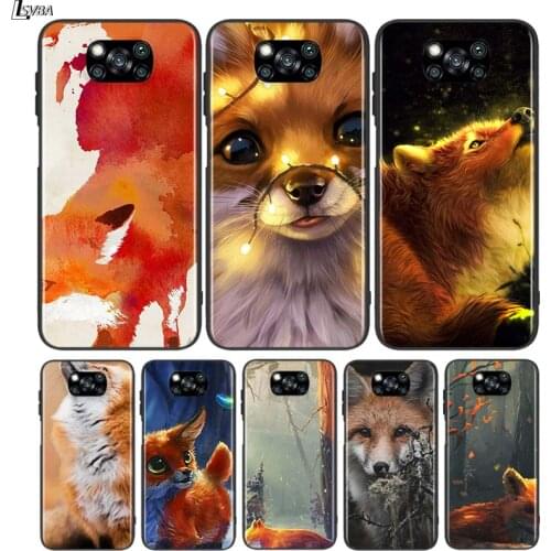 Cute Cartoon Animal Fox for Xiaomi Poco M3 C3 M2 X3 F2 X2 F1 Play Mix3 A2 6X 5X A1 6 5 NFC Pro Lite Black Phone Case