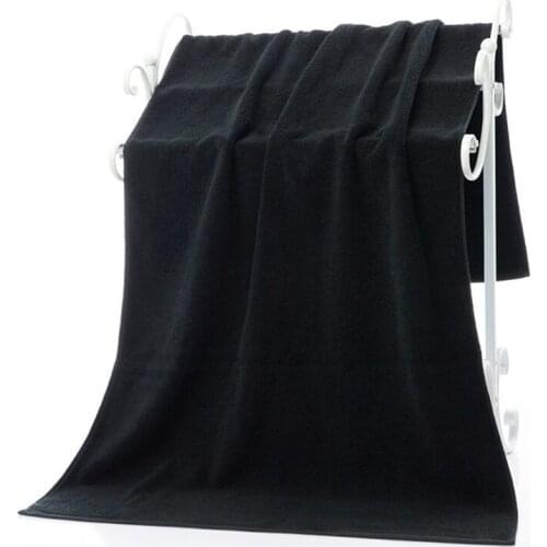 LFH Black Bath Towel 70X140CM Oversized Large Serviette De Bain Absorbent 100% Pure Cotton Towel Multipurpose Use for Bath Yoga