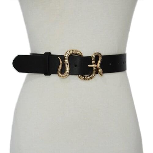 Designer Belts For Women High Quality Luxury Brand Shinny Rhinestone Snake Buckle Pu Leather Belt Ladies Jeans