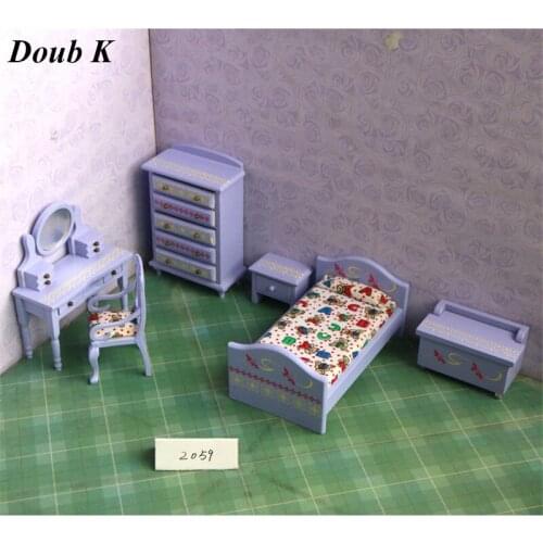 Doub K 1:12 Wood Dollhouse Furniture toy purple wooden furniture accessories Miniature dolls house pretend play toys for girls