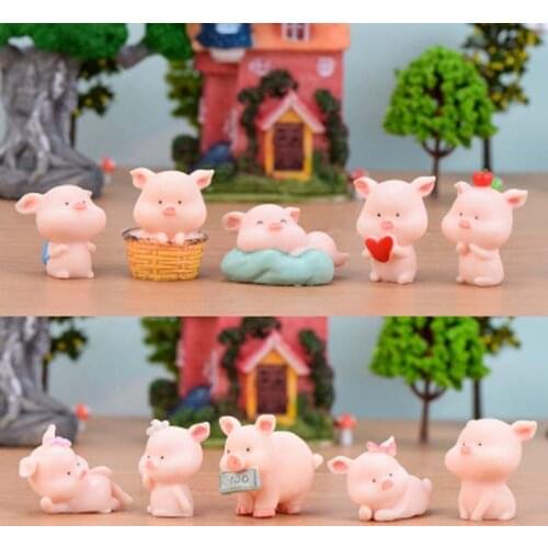 Cute Cartoon Pig Figurine Model Animal piggy Family Ornaments Miniature kids Gift Garden Room Home Decoration Collection 1PC