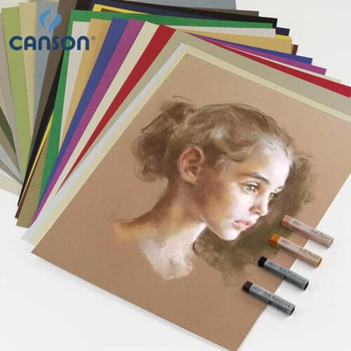 France Canson Soft Pastel Paper 8K Mi-Teintes Sketch Color Drawing Painting Papers Professional Oil Pastel Paper 12Pcs Sandless