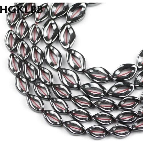 HGKLBB 13/16MM Natural Stone Oval Ellipse Circle Black Hematite Spacer Loose Beads For Jewelry Making DIY Bracelet accessories