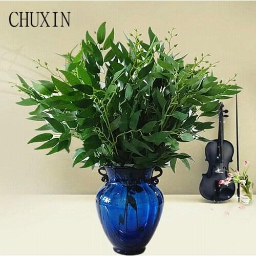 50cm Simulation 5 fork willow bundle home floral matching green leaf Wedding photography Arrange decoration fake flower