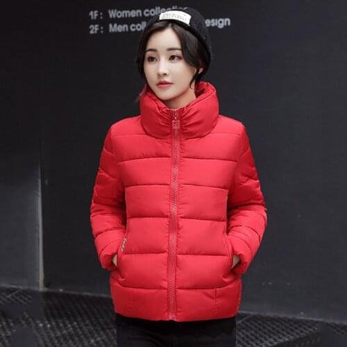 Stand Collar Winter Autumn Basic Jackets Womens 2020 Solid Puffer Jacket Cotton Padded Oversized Parkas Casual Woman Coat