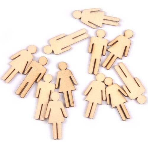 20Pcs/set Mix Man/lady Wood Slices DIY Crafts For Handicraft Home Decor Scrapbooking Handmade Wooden Ornaments 10x35mm M1921