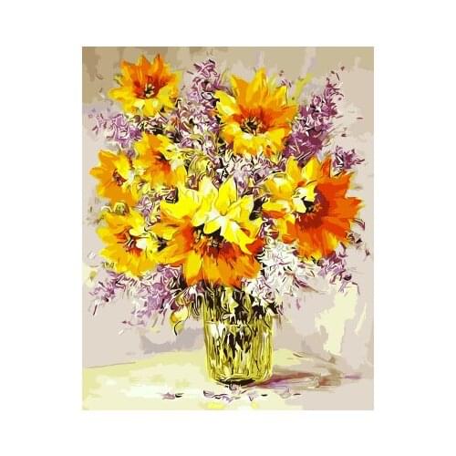 PAINTBOY Flower Framed Picture DIY Painting By NumbersDigital Canvas Oil Painting Home Decor For Living Room GX9584 40*50cm