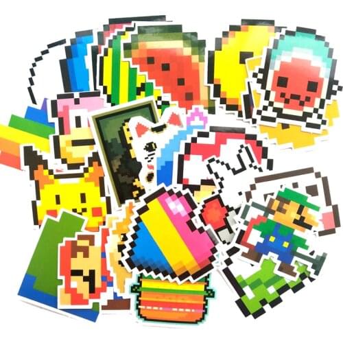 25Pcs/lot Cartoon Mario Pixel Style Sticker For Car Laptop Luggage Skateboard Backpack Tables Case Decal Kids Toy Sticker