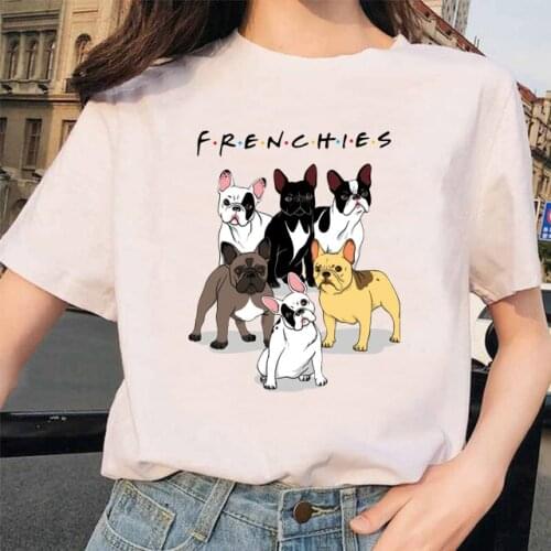 New Harajuku Female Casual T-shirt Kawaii Christmas Tees Women T-Shirt French Bulldog Graphic T Shirts Short Sleeve Tops Tee